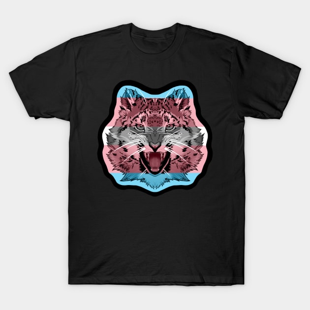 illustrated SNOW LEOPARD PRIDE series (trans pride flag) T-Shirt by illustratelaw